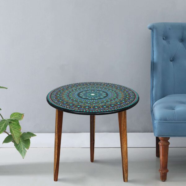 Wooden Round Side Table | Epoxy End Table | Coffee Table | Mid Century Modern Resine | Living Room Furnitur