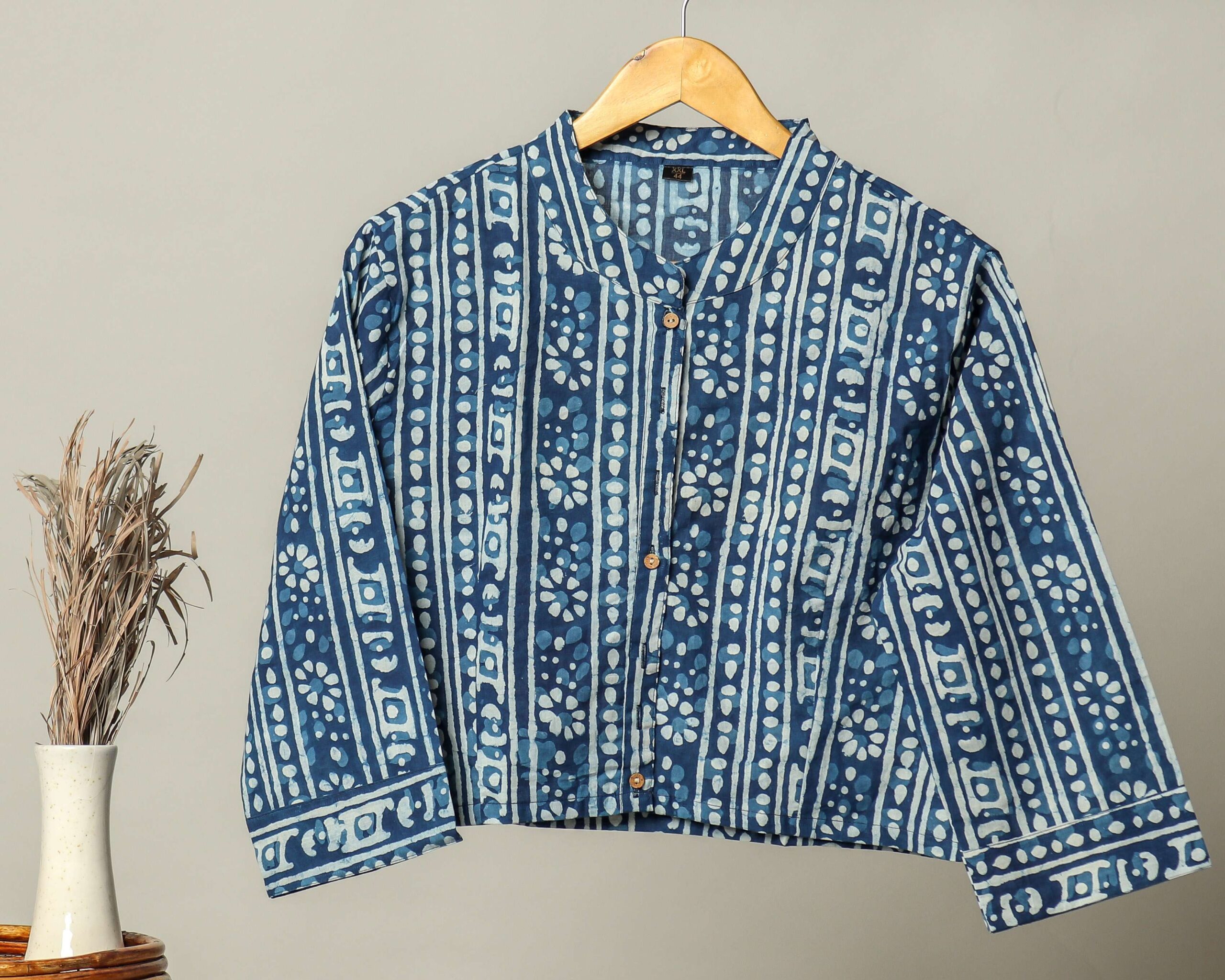 Handmade Block Print Cotton for Women ? Ethnic Floral Printed Top with Long Sleeves