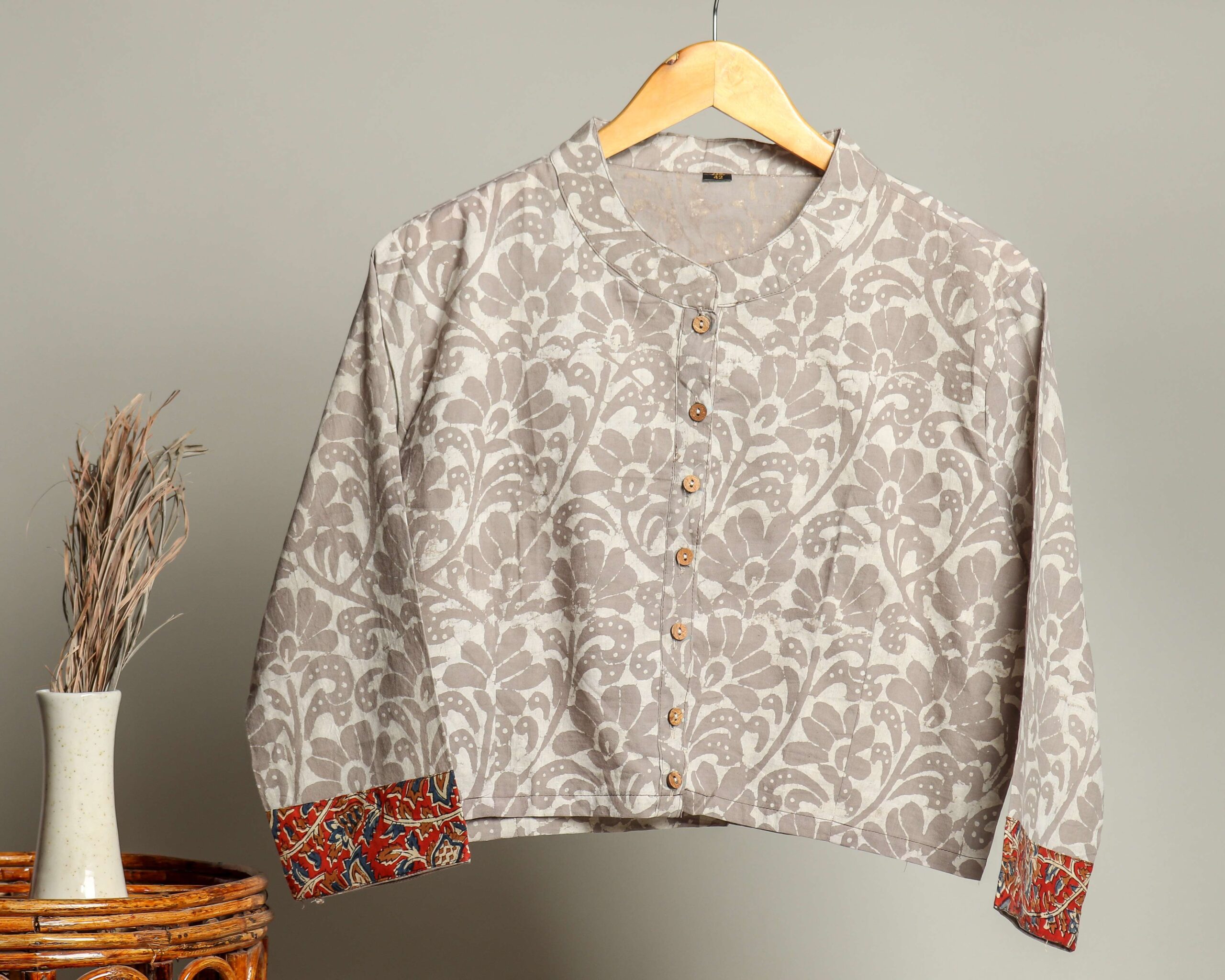 Handmade Block Print Cotton for Women ? Ethnic Floral Printed Top with Long Sleeves