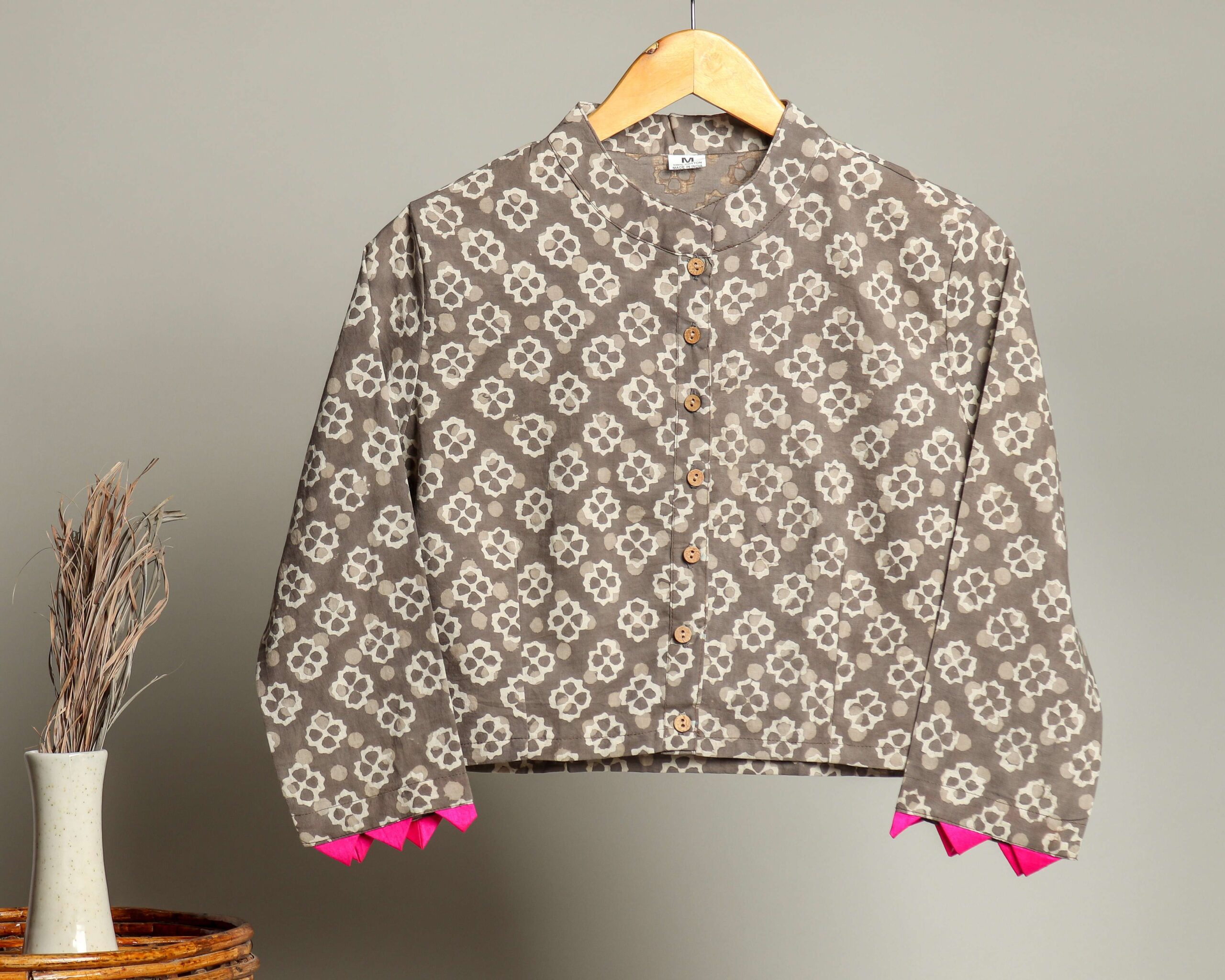 Handmade Block Print Cotton for Women ? Ethnic Floral Printed Top with Long Sleeves